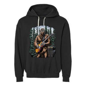 Rock On Bigfoot Sasquatch Loves Rock And Roll Graphic S Garment-Dyed Fleece Hoodie