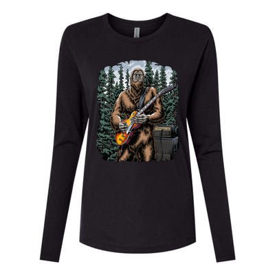 Rock On Bigfoot Sasquatch Loves Rock And Roll Graphic S Womens Cotton Relaxed Long Sleeve T-Shirt