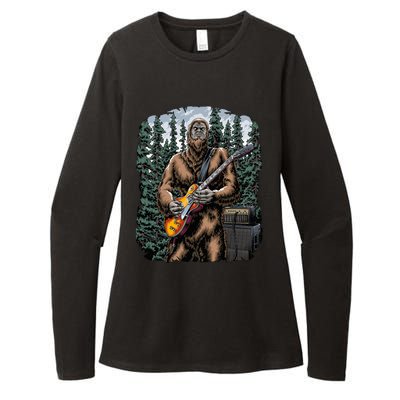 Rock On Bigfoot Sasquatch Loves Rock And Roll Graphic S Womens CVC Long Sleeve Shirt