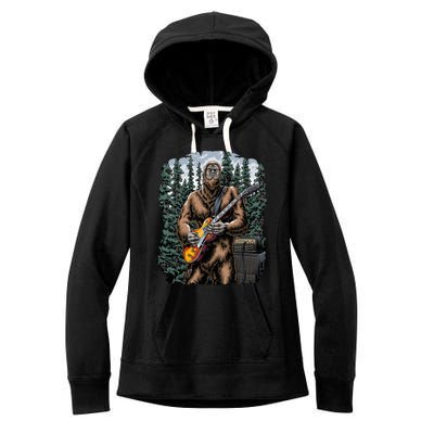 Rock On Bigfoot Sasquatch Loves Rock And Roll Graphic S Women's Fleece Hoodie