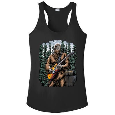 Rock On Bigfoot Sasquatch Loves Rock And Roll Graphic S Ladies PosiCharge Competitor Racerback Tank