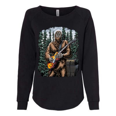 Rock On Bigfoot Sasquatch Loves Rock And Roll Graphic S Womens California Wash Sweatshirt