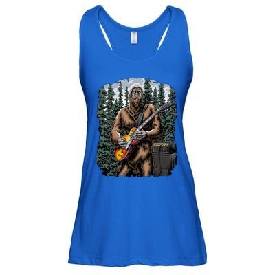 Rock On Bigfoot Sasquatch Loves Rock And Roll Graphic S Ladies Essential Flowy Tank