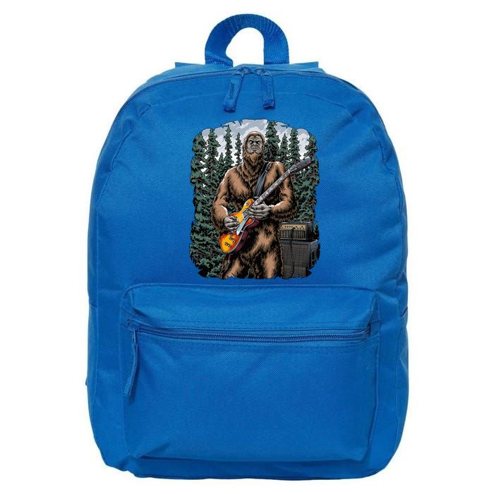 Rock On Bigfoot Sasquatch Loves Rock And Roll Graphic S 16 in Basic Backpack