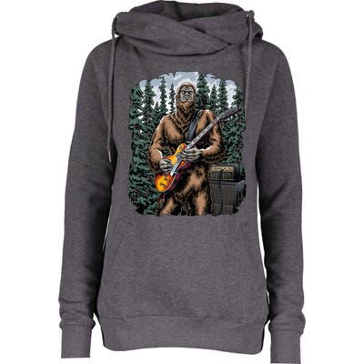 Rock On Bigfoot Sasquatch Loves Rock And Roll Graphic S Womens Funnel Neck Pullover Hood