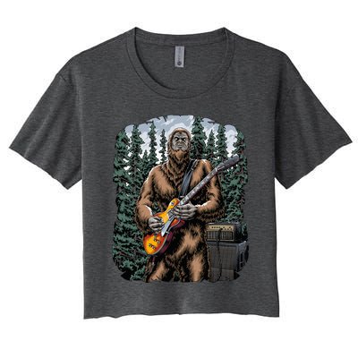 Rock On Bigfoot Sasquatch Loves Rock And Roll Graphic S Women's Crop Top Tee