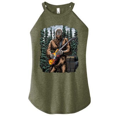 Rock On Bigfoot Sasquatch Loves Rock And Roll Graphic S Women's Perfect Tri Rocker Tank