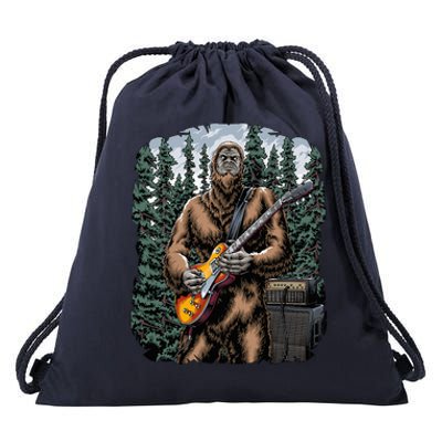 Rock On Bigfoot Sasquatch Loves Rock And Roll Graphic S Drawstring Bag