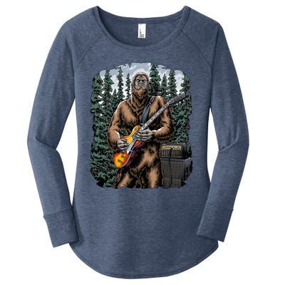 Rock On Bigfoot Sasquatch Loves Rock And Roll Graphic S Women's Perfect Tri Tunic Long Sleeve Shirt