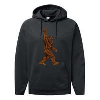 Rock On Bigfoot Sasquatch Loves Rock And Roll Sunglasses On Performance Fleece Hoodie