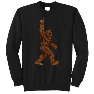 Rock On Bigfoot Sasquatch Loves Rock And Roll Sunglasses On Sweatshirt