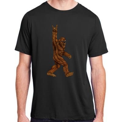 Rock On Bigfoot Sasquatch Loves Rock And Roll Sunglasses On Adult ChromaSoft Performance T-Shirt