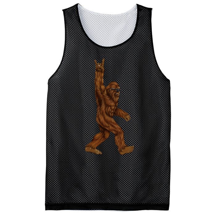 Rock On Bigfoot Sasquatch Loves Rock And Roll Sunglasses On Mesh Reversible Basketball Jersey Tank