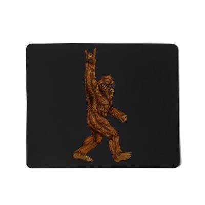 Rock On Bigfoot Sasquatch Loves Rock And Roll Sunglasses On Mousepad