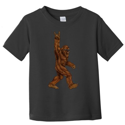 Rock On Bigfoot Sasquatch Loves Rock And Roll Sunglasses On Toddler T-Shirt