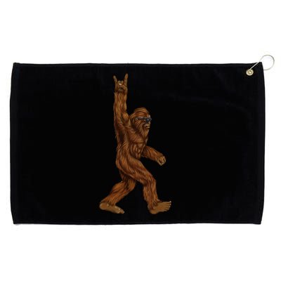 Rock On Bigfoot Sasquatch Loves Rock And Roll Sunglasses On Grommeted Golf Towel