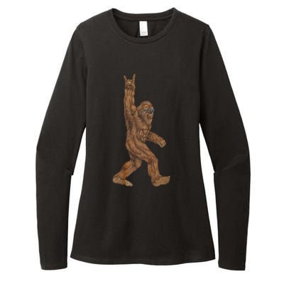 Rock On Bigfoot Sasquatch Loves Rock And Roll Womens CVC Long Sleeve Shirt