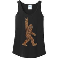 Rock On Bigfoot Sasquatch Loves Rock And Roll Ladies Essential Tank