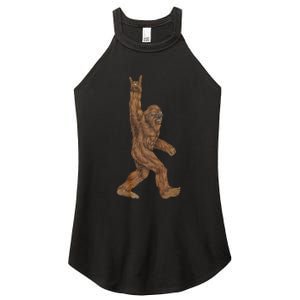 Rock On Bigfoot Sasquatch Loves Rock And Roll Women's Perfect Tri Rocker Tank