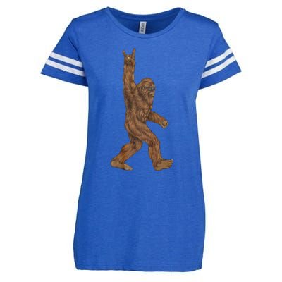 Rock On Bigfoot Sasquatch Loves Rock And Roll Enza Ladies Jersey Football T-Shirt