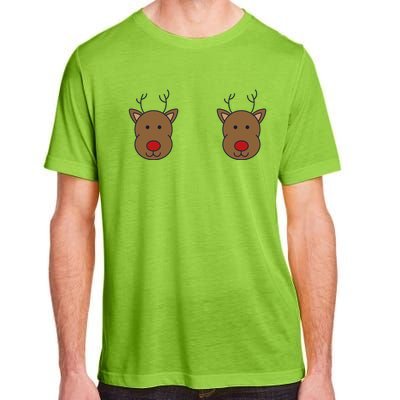 Reindeer On Boobs Christmas Pajama Costume Adult Humor Gift Adult ChromaSoft Performance T-Shirt