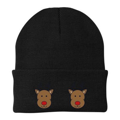 Reindeer On Boobs Christmas Pajama Costume Adult Humor Gift Beanie