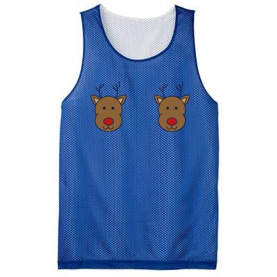 Reindeer On Boobs Christmas Pajama Costume Adult Humor Gift Mesh Reversible Basketball Jersey Tank