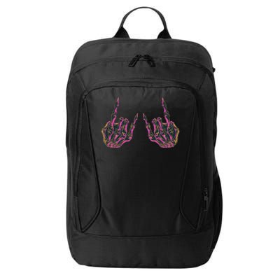 Rock On Band S Rock And Roll Skeleton Hands Graphic City Backpack