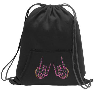 Rock On Band S Rock And Roll Skeleton Hands Graphic Sweatshirt Cinch Pack Bag