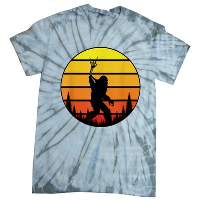 Rock On Bigfoot Sasquatch Yeti Rock And Roll Funny Tie-Dye T-Shirt