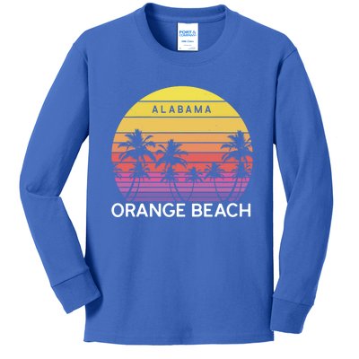 Retro Orange Beach Beach Vintage Alabama State Vacation Gift Kids Long Sleeve Shirt