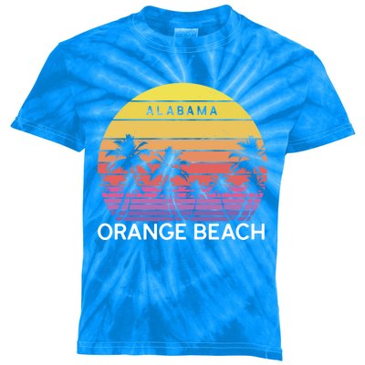 Retro Orange Beach Beach Vintage Alabama State Vacation Gift Kids Tie-Dye T-Shirt