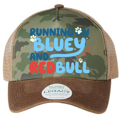 Running On Blue Heeler And Energy Drinks Red White Blue Dog Blu Legacy Tie Dye Trucker Hat