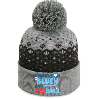 Running On Blue Heeler And Energy Drinks Red White Blue Dog Blu The Baniff Cuffed Pom Beanie