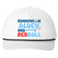 Running On Blue Heeler And Energy Drinks Red White Blue Dog Blu Snapback Five-Panel Rope Hat