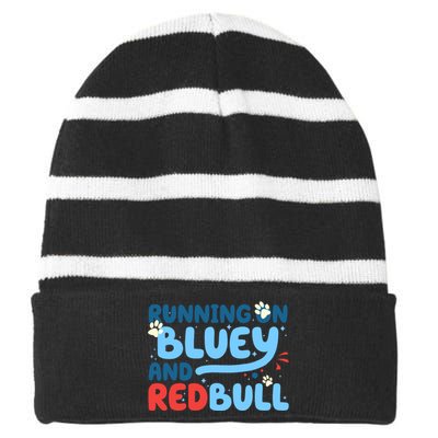 Running On Blue Heeler And Energy Drinks Red White Blue Dog Blu Striped Beanie with Solid Band