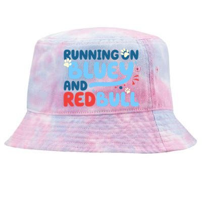 Running On Blue Heeler And Energy Drinks Red White Blue Dog Blu Tie-Dyed Bucket Hat