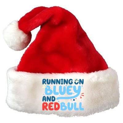 Running On Blue Heeler And Energy Drinks Red White Blue Dog Blu Premium Christmas Santa Hat