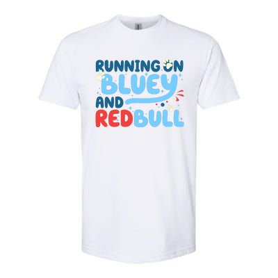 Running On Blue Heeler And Energy Drinks Red White Blue Dog Blu Softstyle CVC T-Shirt