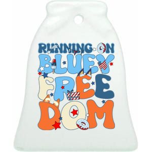 Running On Blue Heeler And Freedom Red White Blue Fireworks 4th Of July Ceramic Bell Ornament