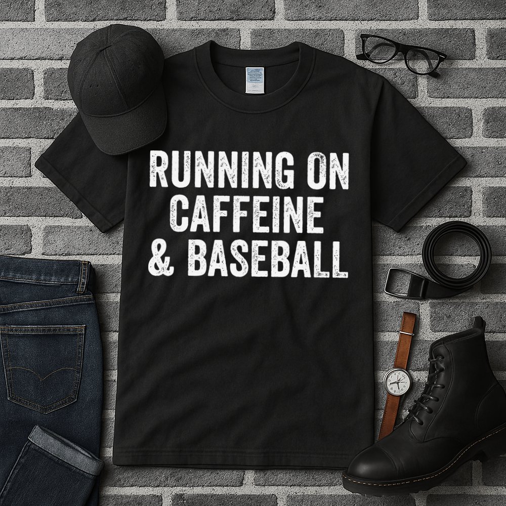 Running On Coffee And Baseball Caffeine Lover Tall T-Shirt