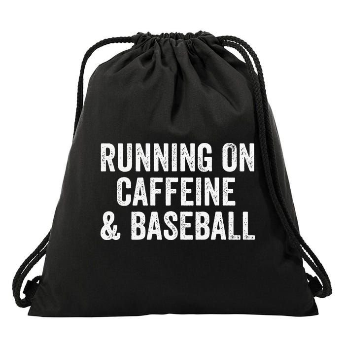 Running On Coffee And Baseball Caffeine Lover Drawstring Bag
