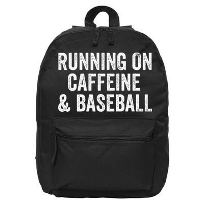 Running On Coffee And Baseball Caffeine Lover 16 in Basic Backpack