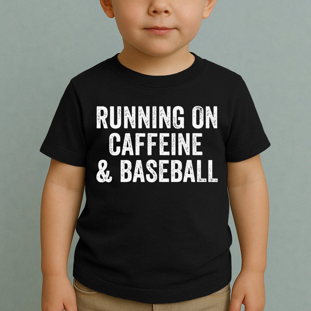 Running On Coffee And Baseball Caffeine Lover Toddler T-Shirt