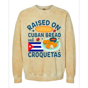 Raised On Cuban Bread And Croquetas Cuba Cuban Colorblast Crewneck Sweatshirt