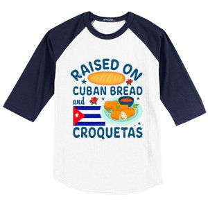 Raised On Cuban Bread And Croquetas Cuba Cuban Baseball Sleeve Shirt