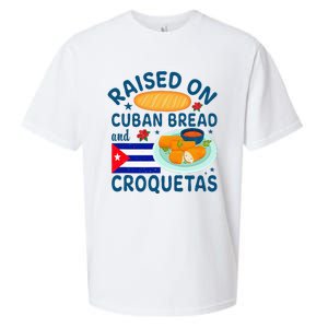 Raised On Cuban Bread And Croquetas Cuba Cuban Sueded Cloud Jersey T-Shirt