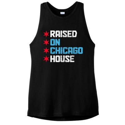 Raised On Chicago House Music Rave Party Vintage Ladies PosiCharge Tri-Blend Wicking Tank