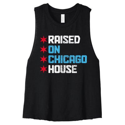 Raised On Chicago House Music Rave Party Vintage Women's Racerback Cropped Tank