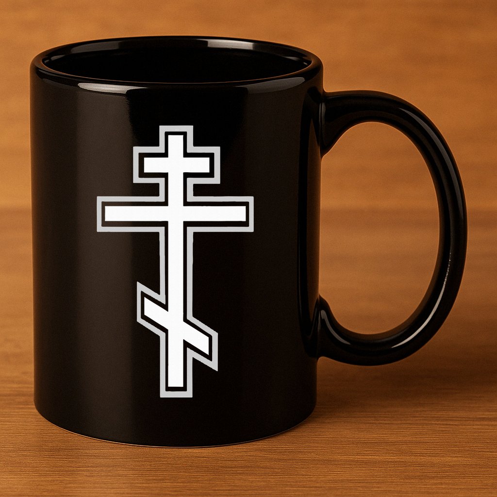Russian Orthodox Cross. Crucifix Christian 11oz C Handle Ceramic Mug